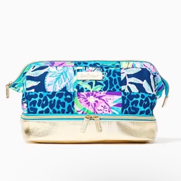 Lilly Pulitzer Multi Pop Up Party Patch Weekender Travel Bag & Makeup Bag. NWT - Picture 5 of 13